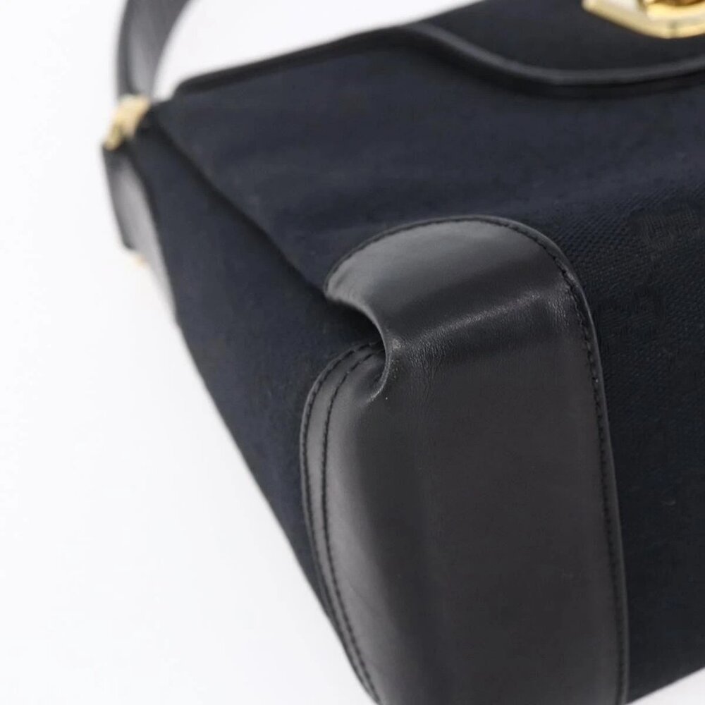 GUCCI GG Canvas Shoulder Bag Black Gold Auth 147856 - Picture 12 of 15